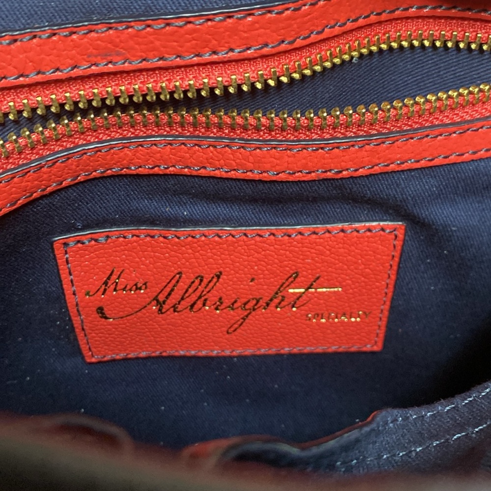 Anthropologie Red leather bow shoulder bag - Picture 8 of 9
